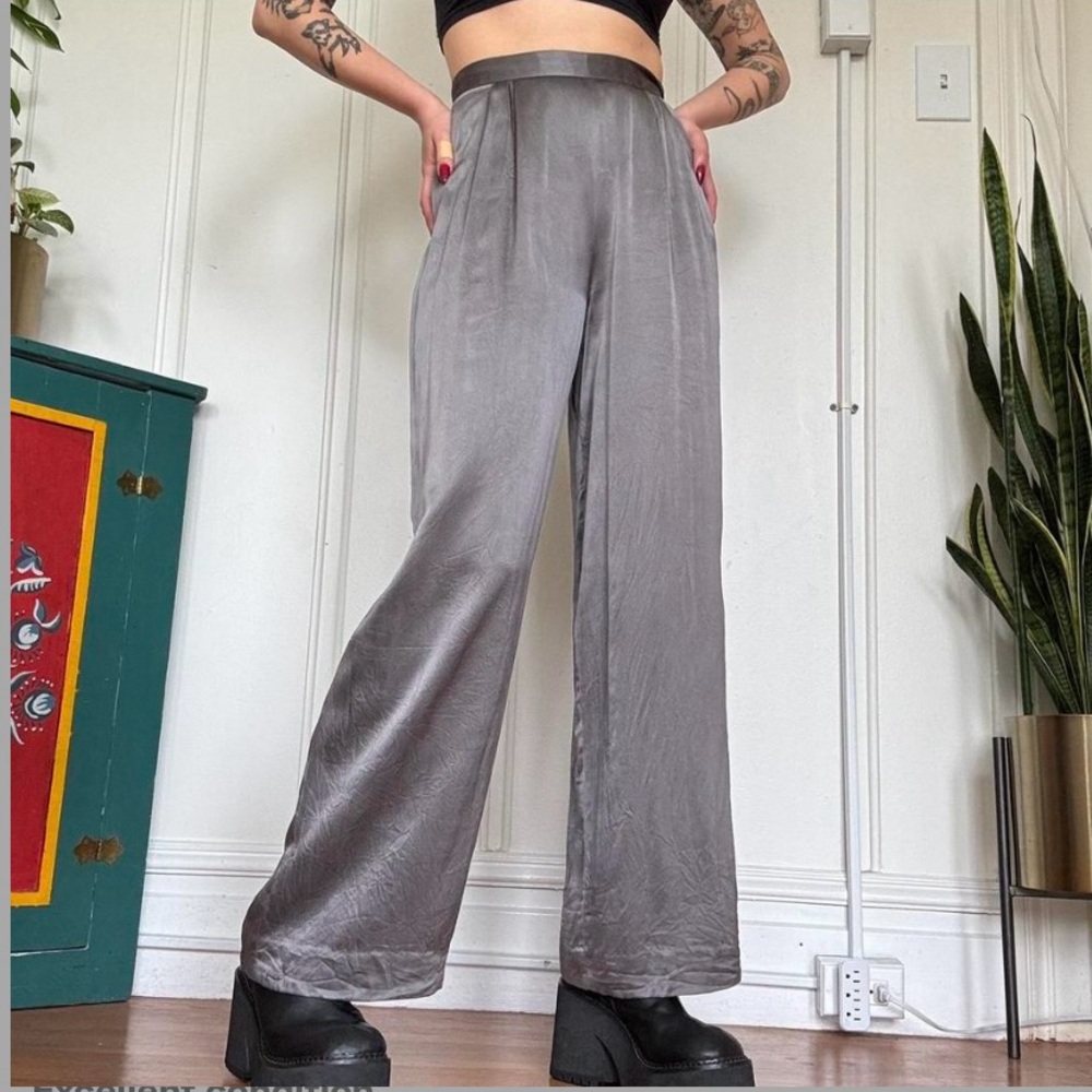 Gray Wide-Leg Women's Pants